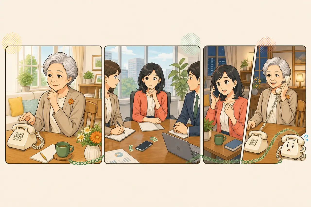 昼に少し話したいと思う母、仕事中の娘を思って電話を控え、話さないまま夜を迎える母の一日