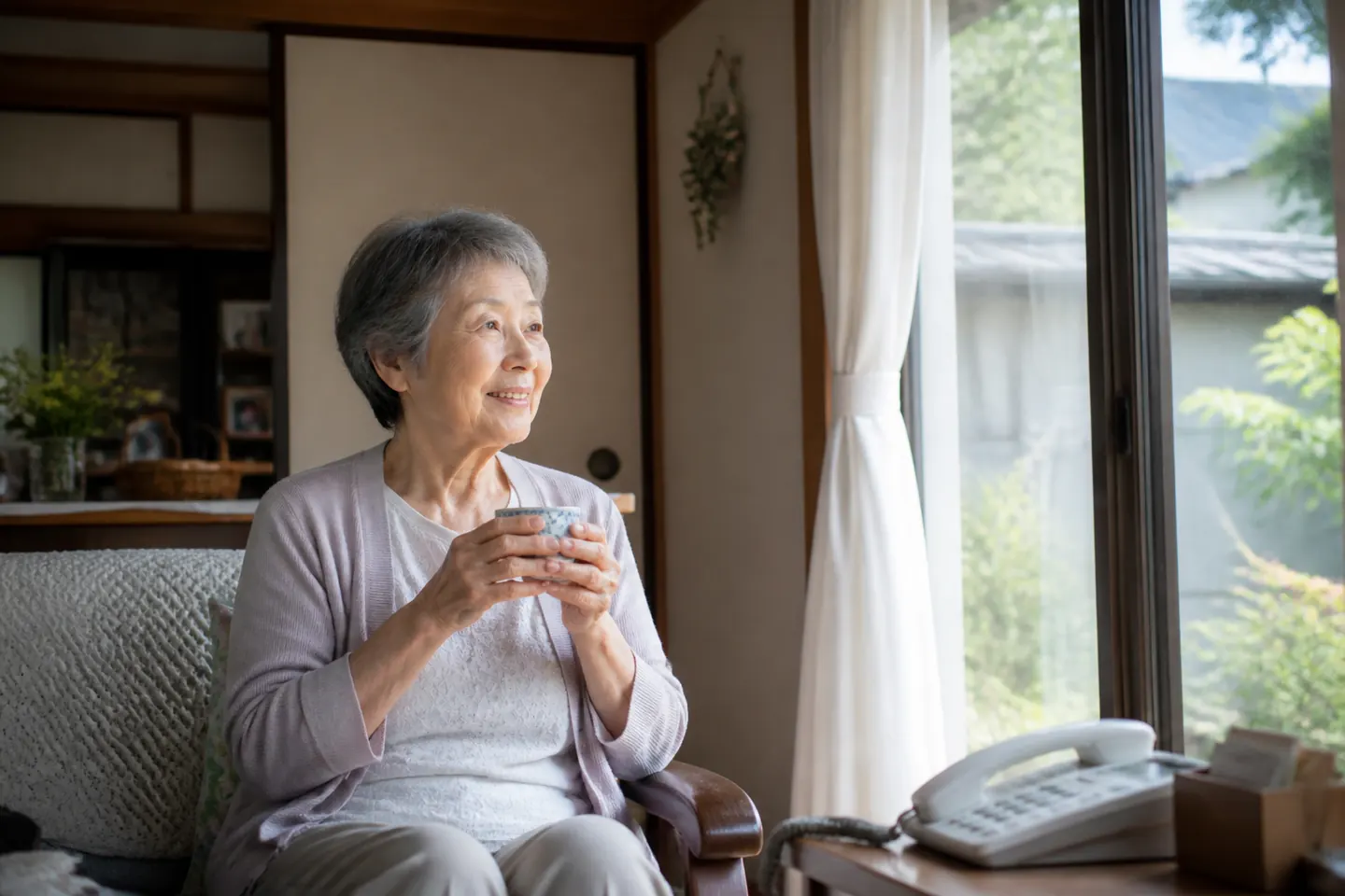 会話で話さない個人情報を家族で確認する様子
